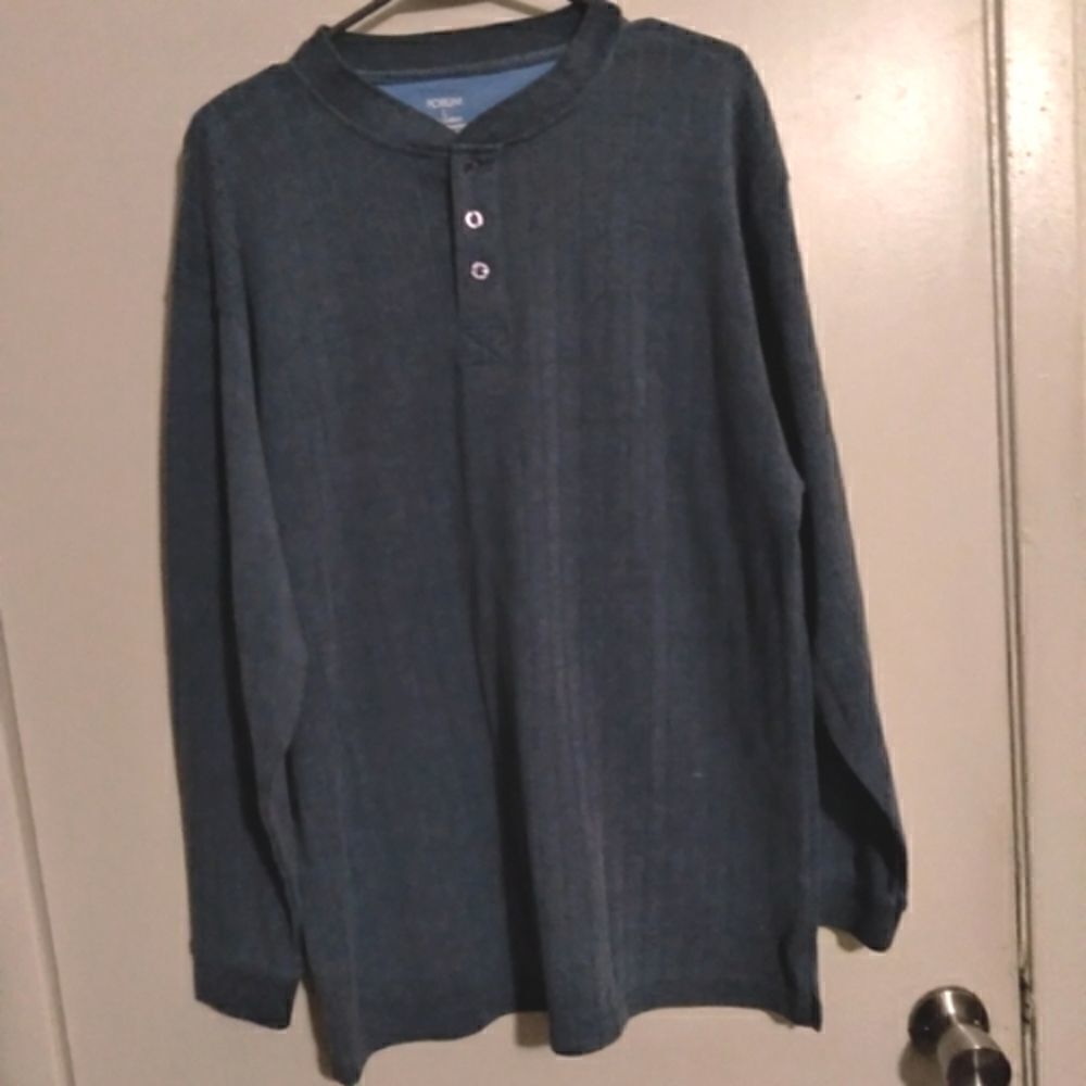 Forum Gray/Blue Ribbed Sweater Shirt Size Large